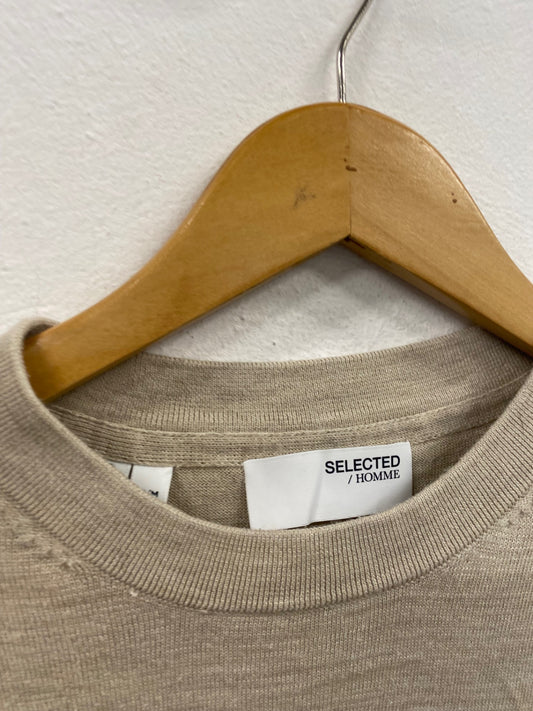 Fabulous Selected Femme Merino blend Sweater UkM Beige Oatmeal SH493