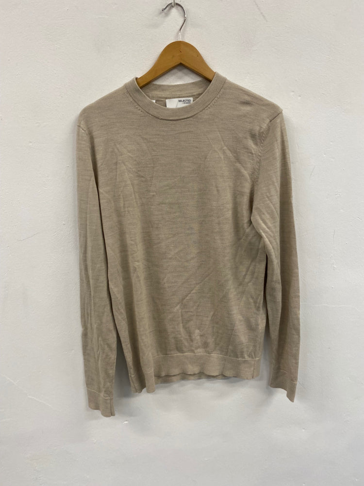 Fabulous Selected Femme Merino blend Sweater UkM Beige Oatmeal SH493