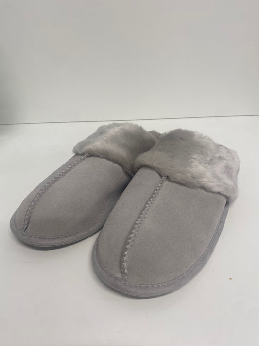 Fabulous The White Company faux fur suede mule Slippers Uk7-8 Grey SH493