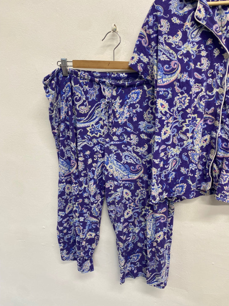 Fabulous Ralph Lauren Pajama Set UK L Purple paisley cotton #5 SH493