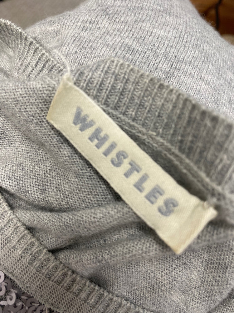 Fabulous Whistles Sweater Uk 8 Grey sequin cashmere blend SH493