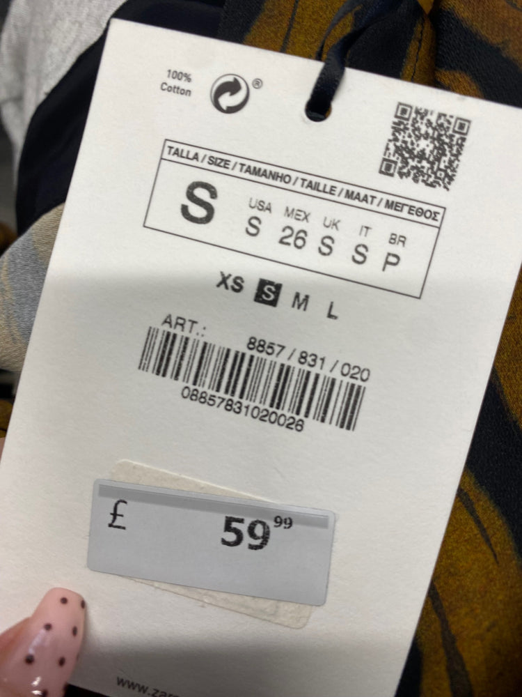 Fabulous Zara Co ord UK S Brown black abstract silk #2 SH493