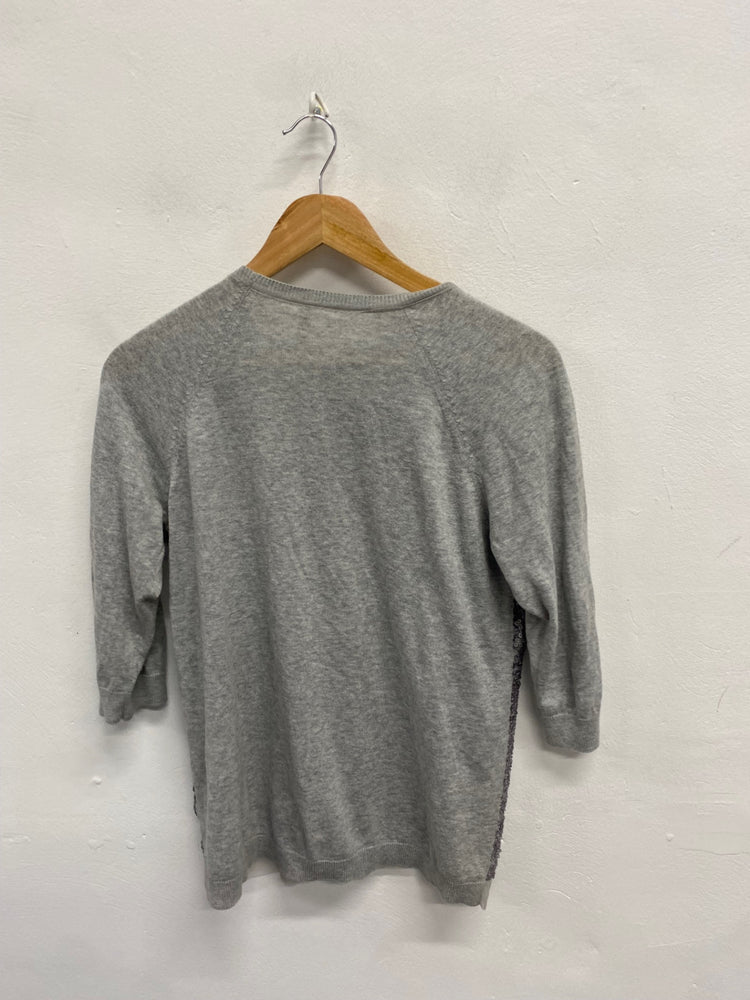 Fabulous Whistles Sweater Uk 8 Grey sequin cashmere blend SH493