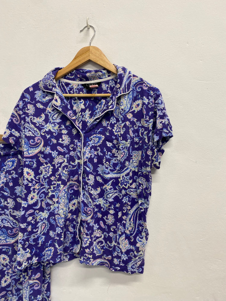 Fabulous Ralph Lauren Pajama Set UK L Purple paisley cotton #5 SH493