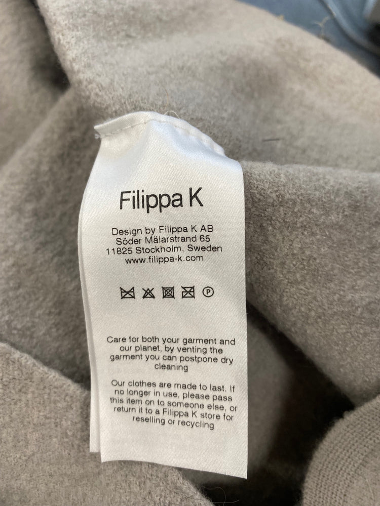 Fabulous Filippa K wool blend drawstring Coatigan Cardigan UK8 Grey SH493