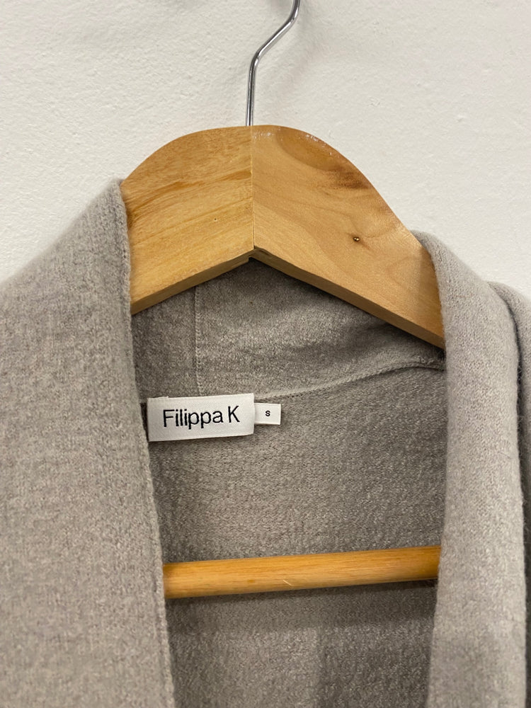 Fabulous Filippa K wool blend drawstring Coatigan Cardigan UK8 Grey SH493