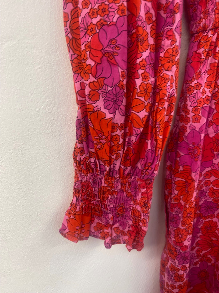 Fabulous Pink City Prints floral Dress UKS Red and Pink Boho chic SH493