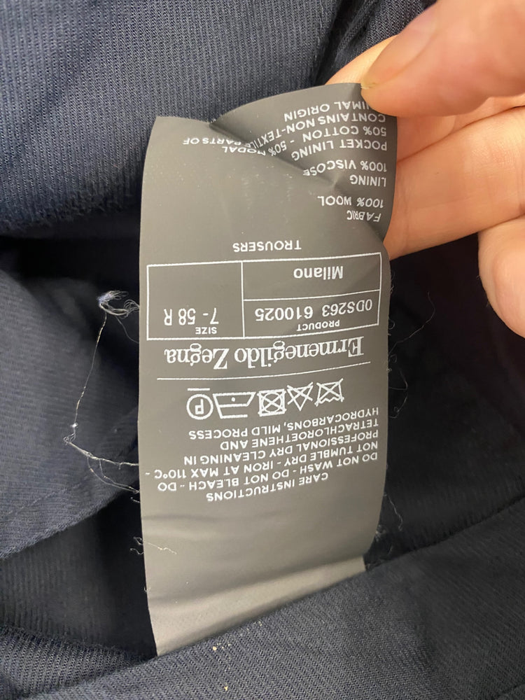 Fabulous Ermenegildo Zegna pure wool tailored Trousers W42” Navy Blue SH493