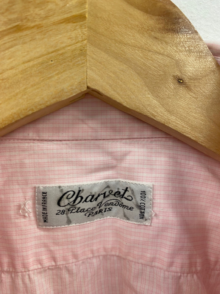 Fabulous Charvet Custom made Pink check Shirt XXL Pink 18” collar SH493