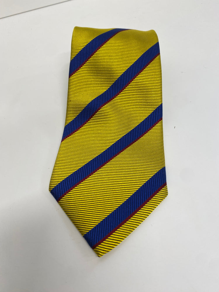 Fabulous Vintage Bergdorf Goodman Tie pure silk Yellow Blue stripes SH493