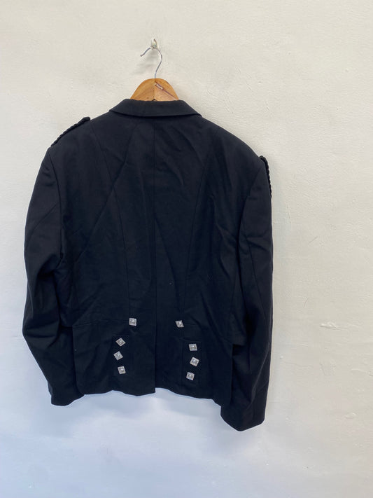 Fabulous Scottish Kilt Jacket UK 50 long Black Prince Charlie #680 SH493