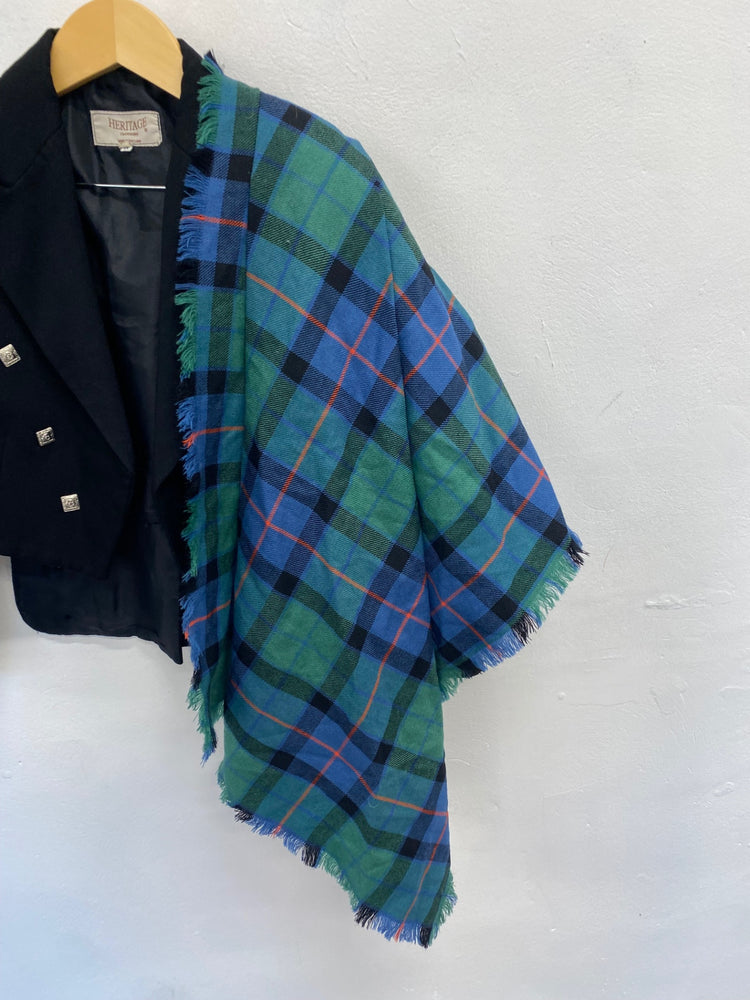 Fabulous MacThomas tartan Fly Plaid 35.5 by 27.5 Blue green #5 MD001