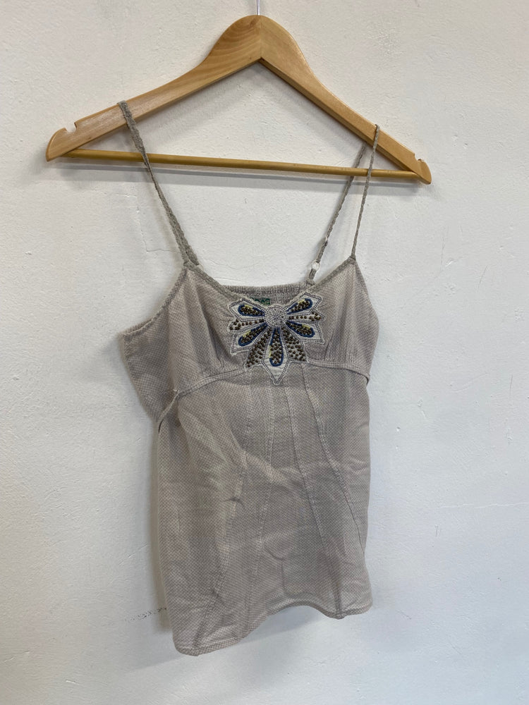 Fabulous Free people size 0 vintage Y2K butterfly Top UK6 Grey AE001