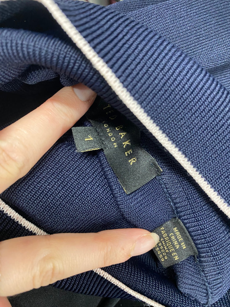 Fabulous Ted Baker Turtleneck Dress UK 8 Navy knit filina NF494