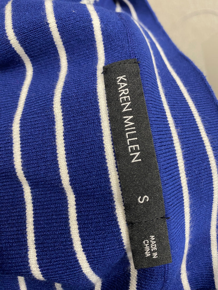 Fabulous Karen millen Midi Dress UK 8 Navy striped NF494