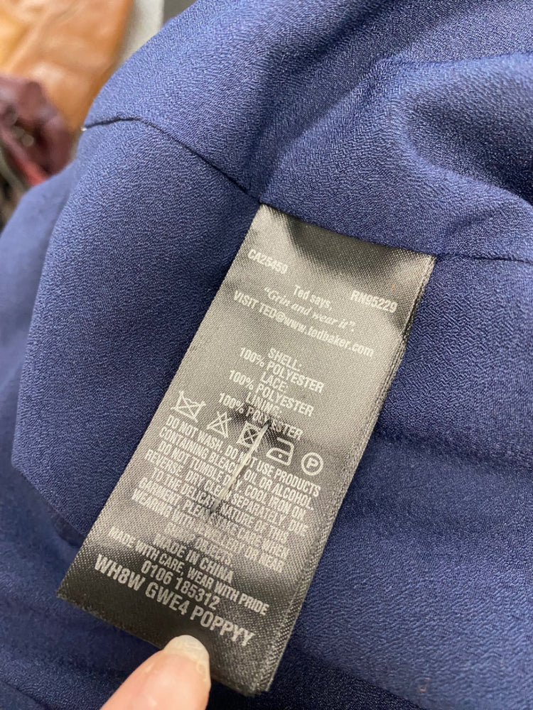 Fabulous Ted Baker Blouse UK 10 Navy blue Lace broderie NF494