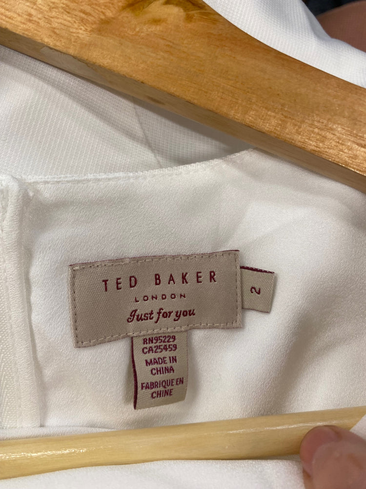 Fabulous Ted Baker Parri Party Occasion Dress Uk10 White & yellow NF494