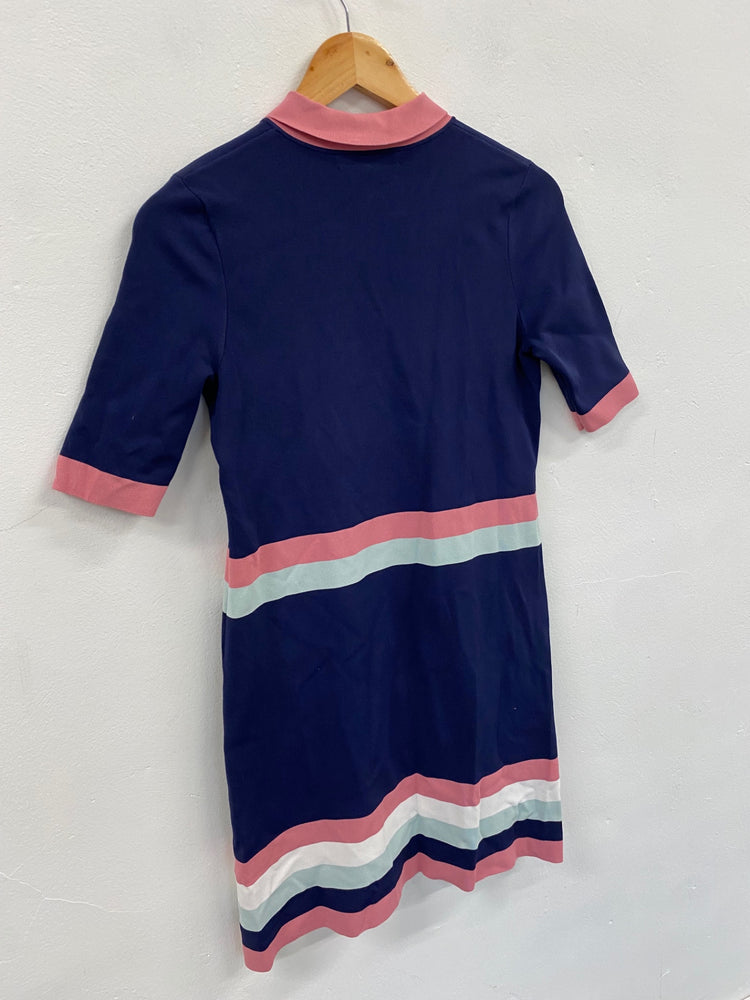Fabulous Ted Baker Origami oversized Dress Uk8 Navy pink NF494
