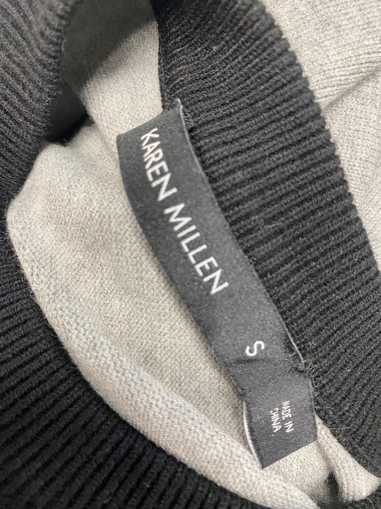 Fabulous Karen Millen Sweater UK 8 Gray and Black eyelet NF494