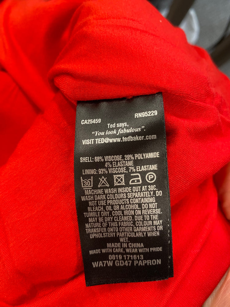 Fabulous Ted Baker Papron party Dress Uk10 Red NF494