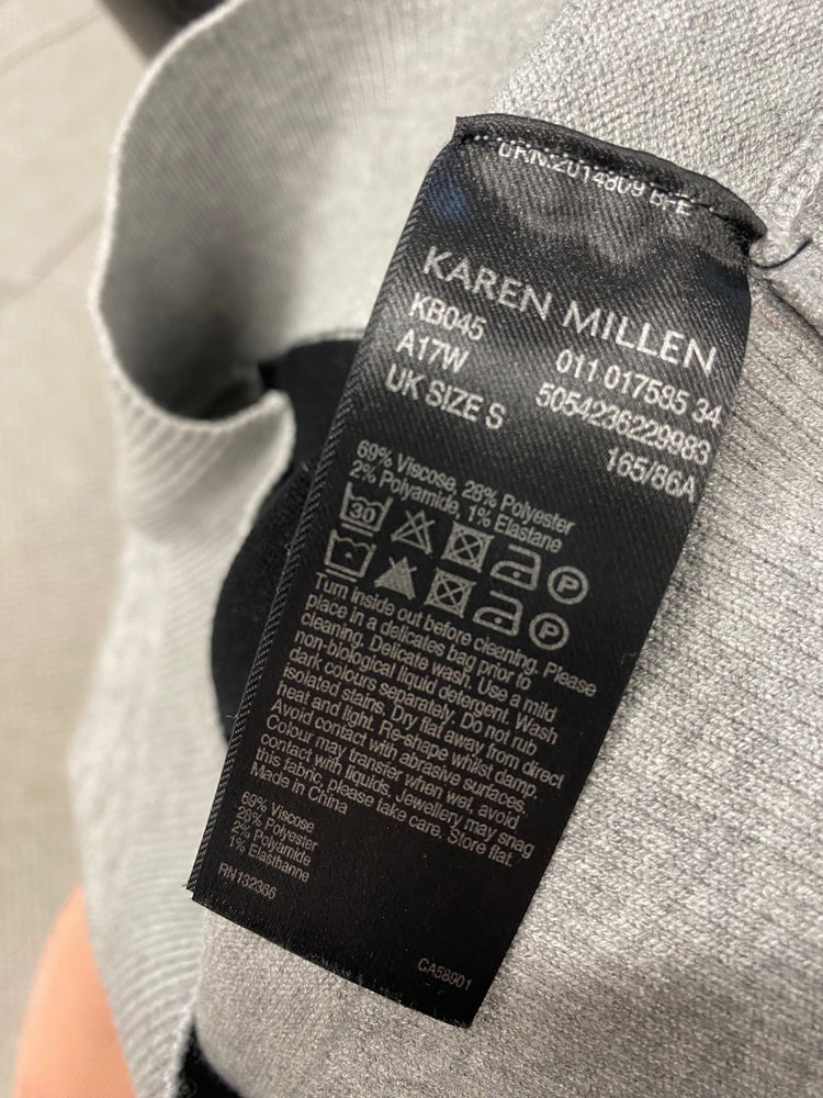 Fabulous Karen Millen Sweater UK 8 Gray and Black eyelet NF494