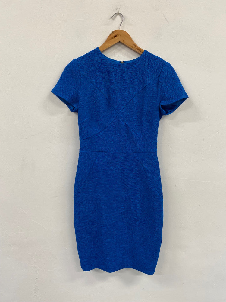Fabulous Ted Baker Nedeli textured Bodycon party Dress UK8-10 Blue NF494