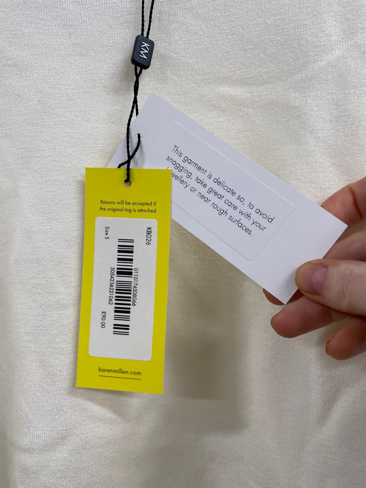 Fabulous Karen Millen cold shoulder Sweater UKS Cream Preppy NF494