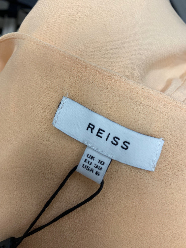 Fabulous REISS Blouse UK 10 Peach Bruna v neck NF494