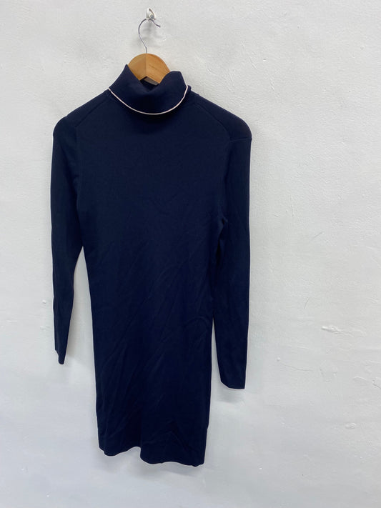 Fabulous Ted Baker Turtleneck Dress UK 8 Navy knit filina NF494