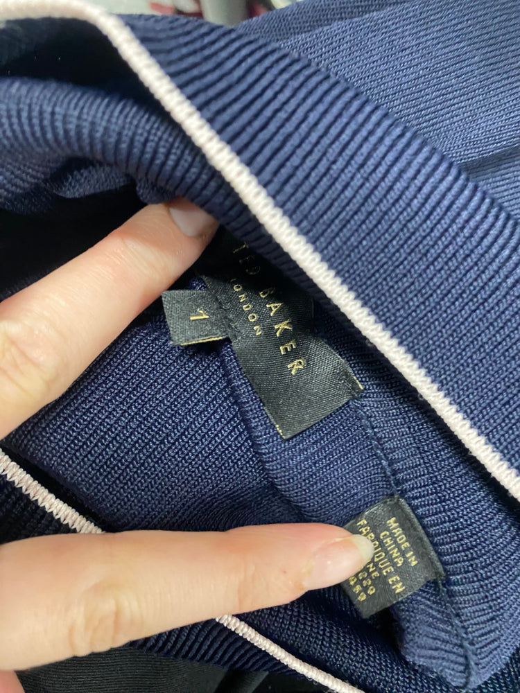 Fabulous Ted Baker Turtleneck Dress UK 8 Navy knit filina NF494