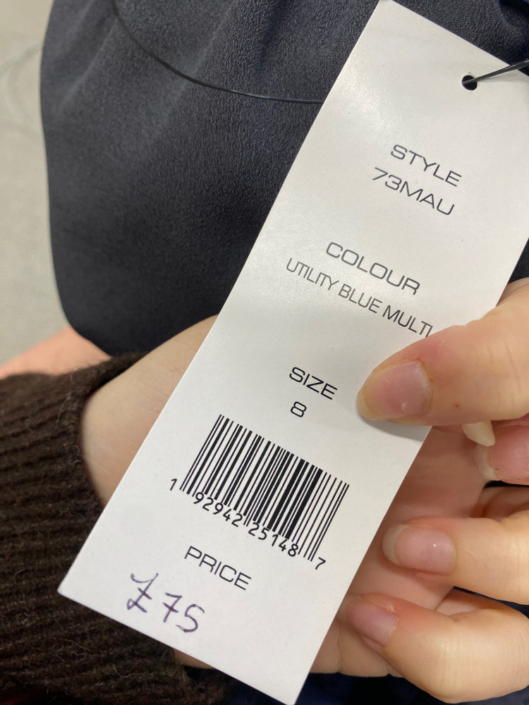 Fabulous French Connection Midi Skirt UK 8 Blue floral split hem NF494