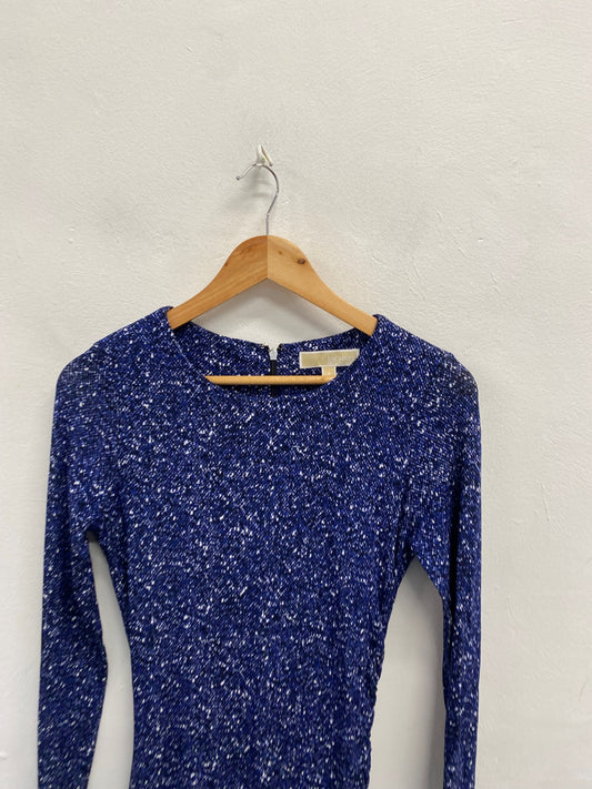 Fabulous Michael Kors Dress UK 8 Blue speckle midi NF494