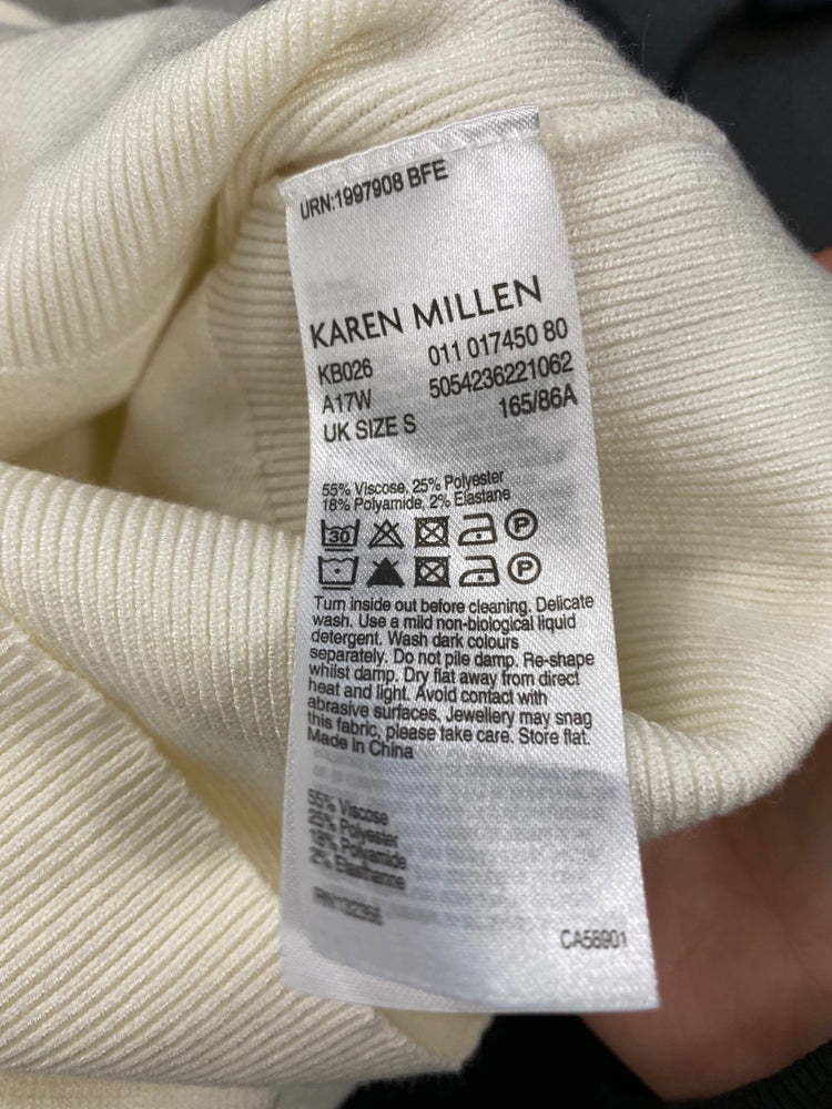 Fabulous Karen Millen cold shoulder Sweater UKS Cream Preppy NF494