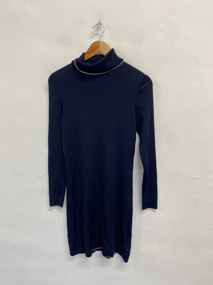 Fabulous Ted Baker Turtleneck Dress UK 8 Navy knit filina NF494