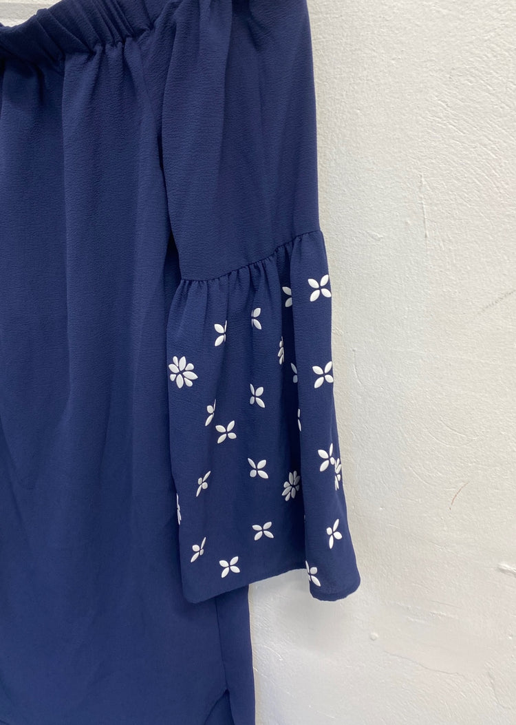 Fabulous Michael Kors BNWT Mini Dress UK 8 Navy Blue floral off shoulder NF494