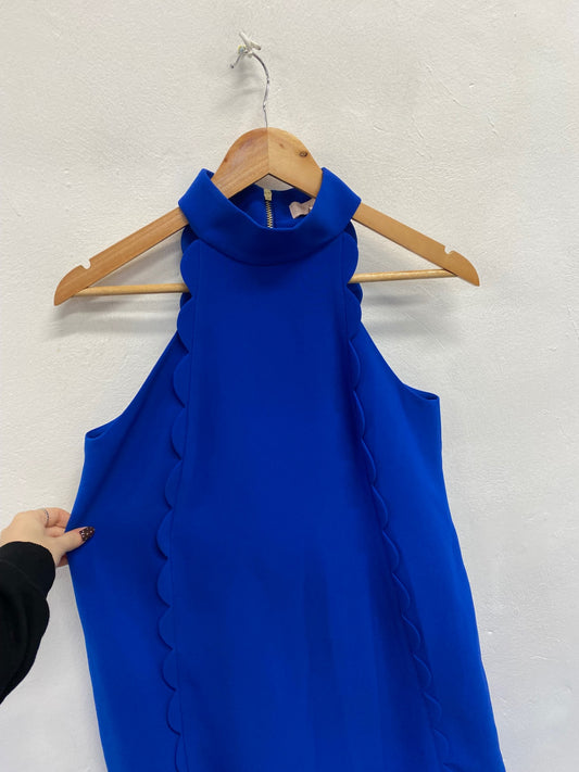 Fabulous Ted Baker torrii Mini dress UK 8 Blue halter neck smock NF494