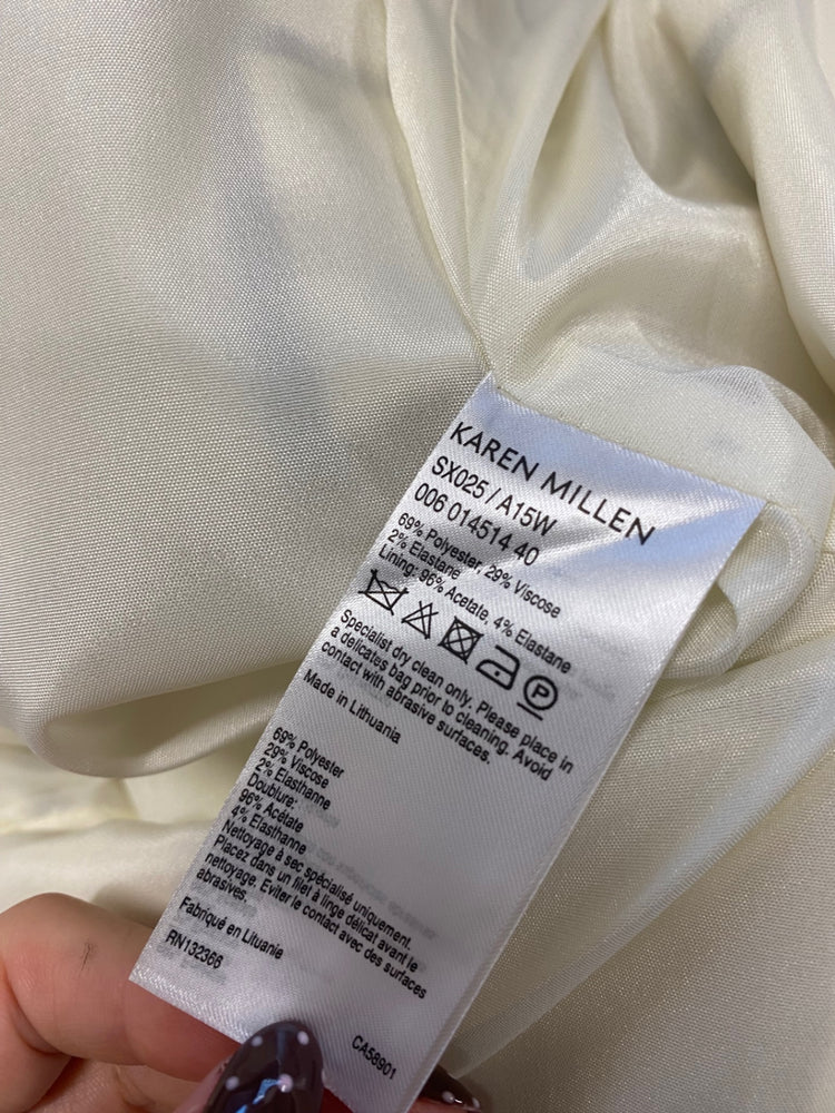 Fabulous Karen Millen Midi Skirt UK 10 Beige checked office NF494