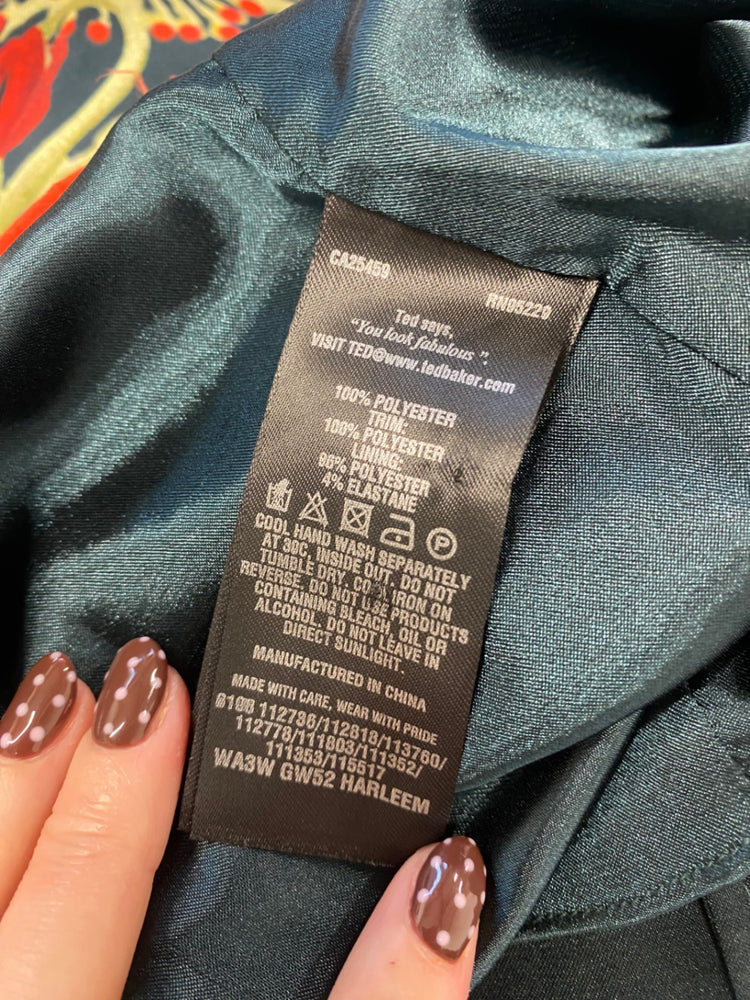 Fabulous Ted Baker Midi Dress UK 8 Dark green floral harleem NF494