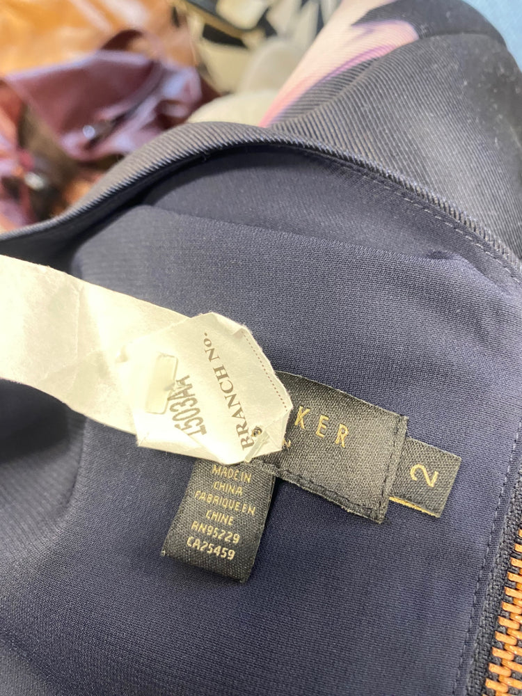 Fabulous Ted Baker dalyn Midi Dress UK 10 Navy pink floral NF494