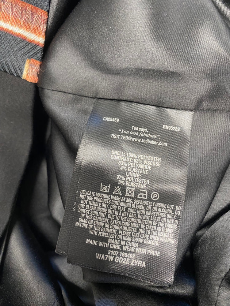 Fabulous Ted Baker Midi Dress UK 10 Black brown pattern zyra cut out NF494