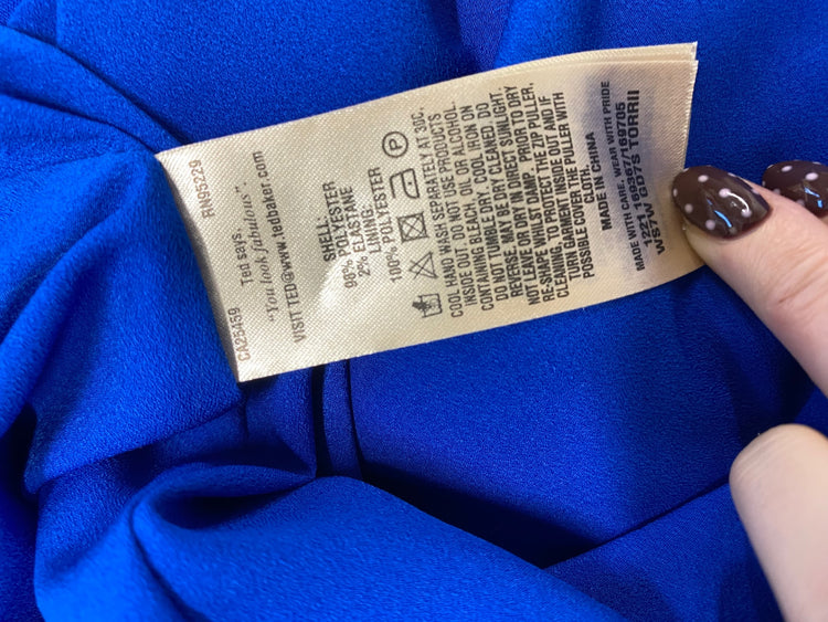 Fabulous Ted Baker torrii Mini dress UK 8 Blue halter neck smock NF494