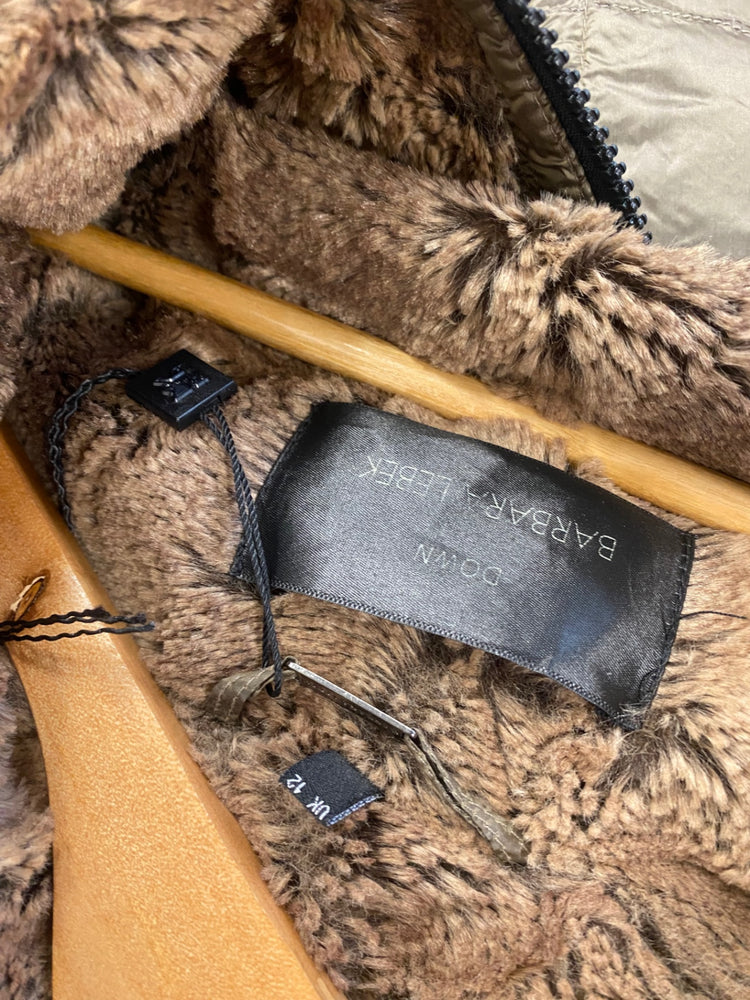 Fabulous Barbara lebek down filler cosy Puffer Jacket UK12 brown SL469