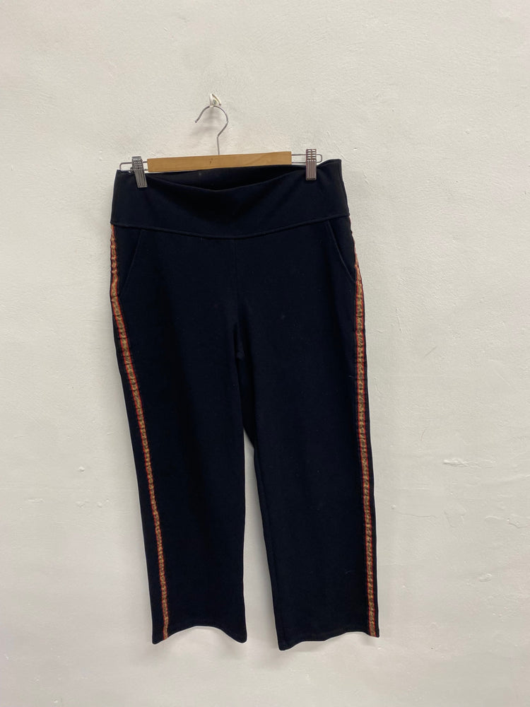 Fabulous Saint + sofia Wide leg trousers UK 12 Black leopard side stripe SL496