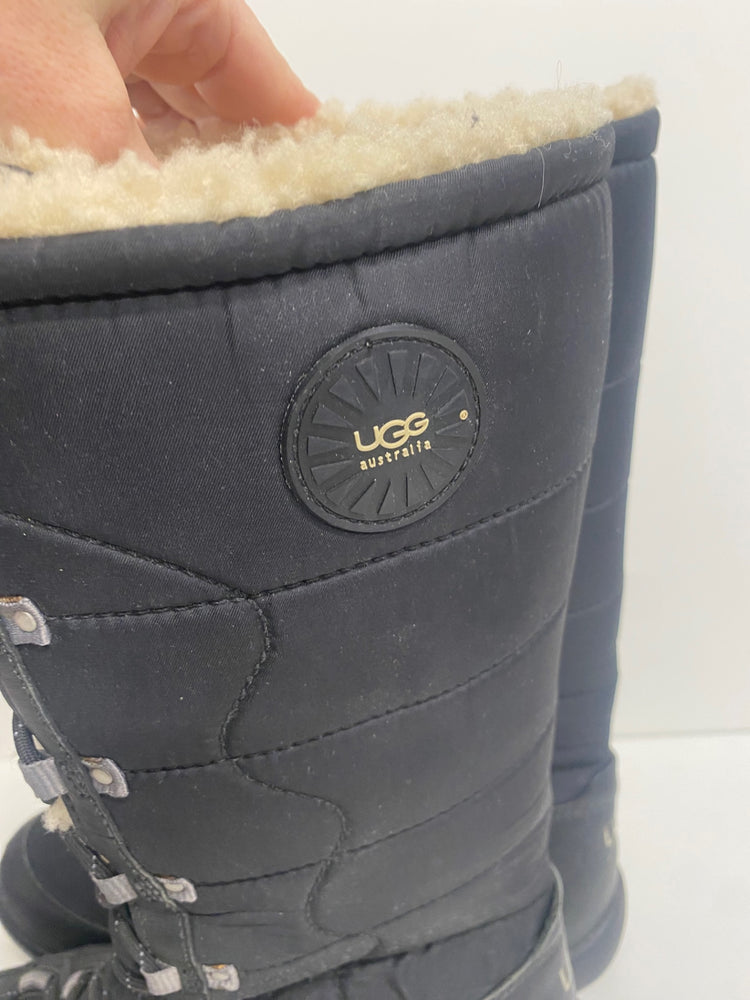 Fabulous UGG quilted high winter Boots UK6.5 Black SL495
