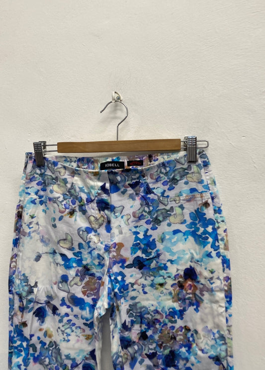 Fabulous Robell Cropped trousers UK 10 Blue floral SL496