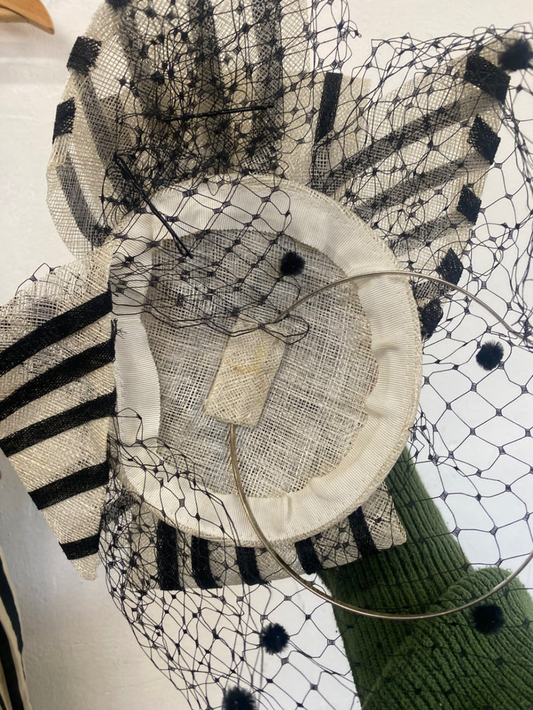 Fabulous H&M Occasion Dress & Fascinator UK18 Beige & black race Day KJ497