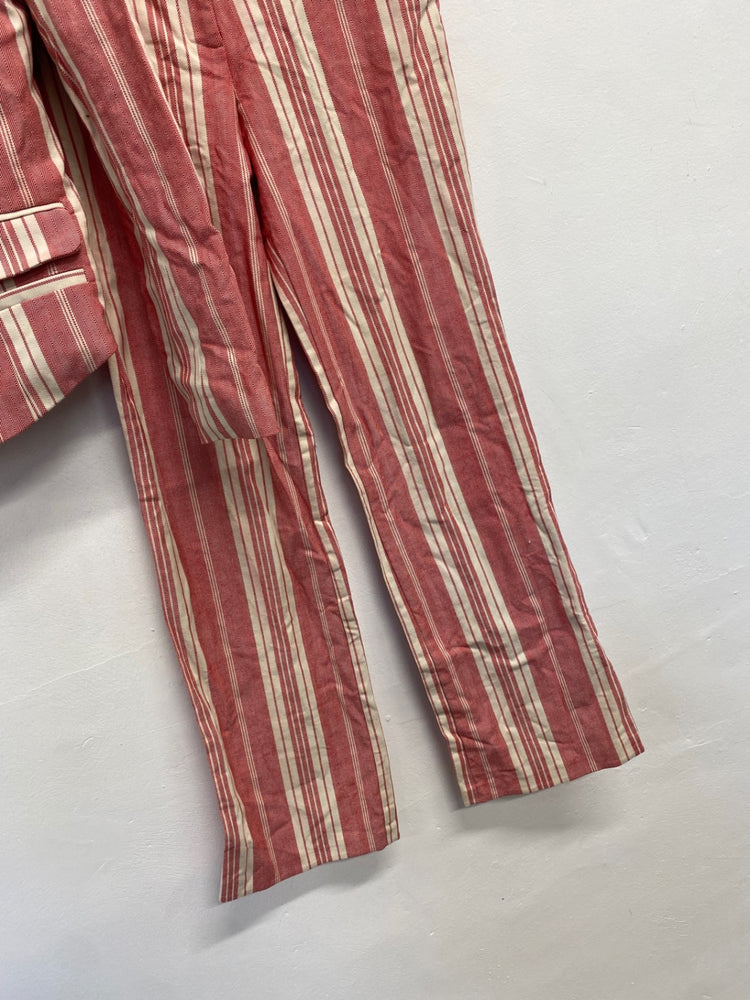 Fabulous Sass & Bide Suit Set UK 14 Red beige striped linen PS462
