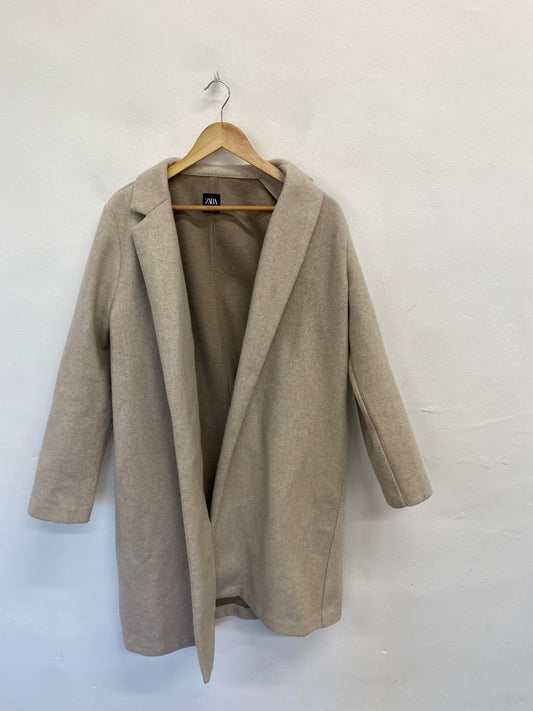 Fabulous Zara Longline jacket UK 14 Beige autumn SH493