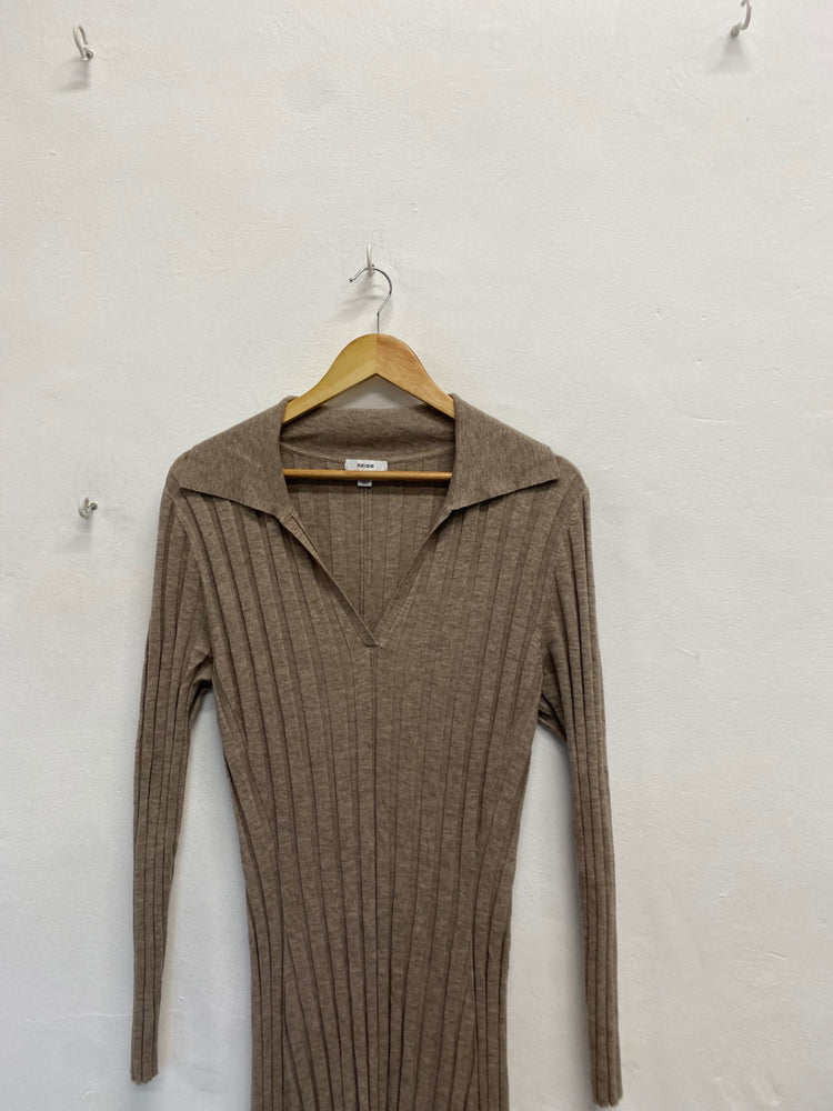 Fabulous Reiss Winnie wool Midiaxi Dress UK 14 Beige AS001