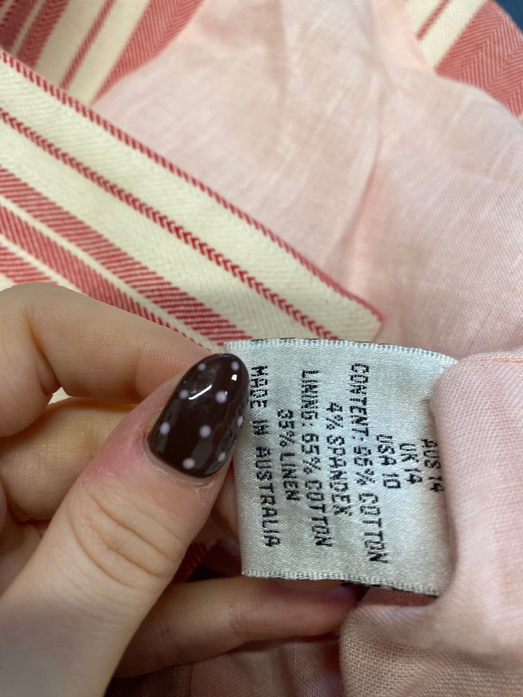 Fabulous Sass & Bide Suit Set UK 14 Red beige striped linen PS462